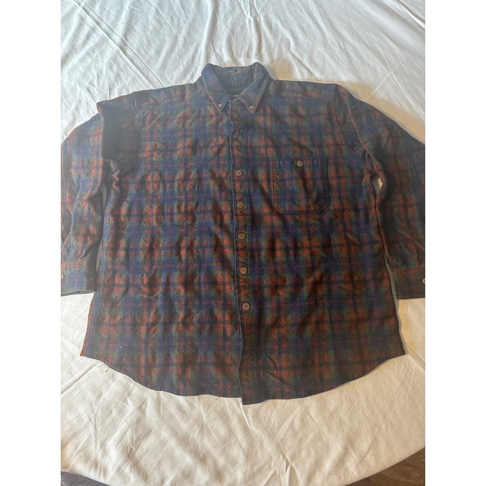 Woolrich Flannel Shirt Mens XL Multi Color Excellent Plaid Made in USA 0012